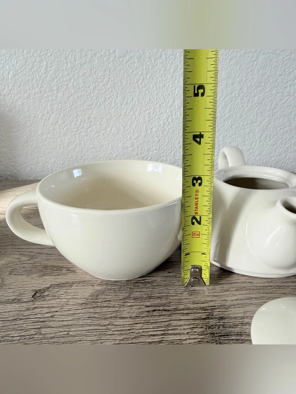 Pier 1 White Porcelain Single Serve Coffee Teapot Cup 3pcs Tea-for-One Stackable